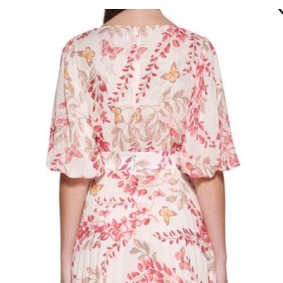 NWT Kensie Pink Pleated Butterfly Flowers Dress - Picture 4 of 14